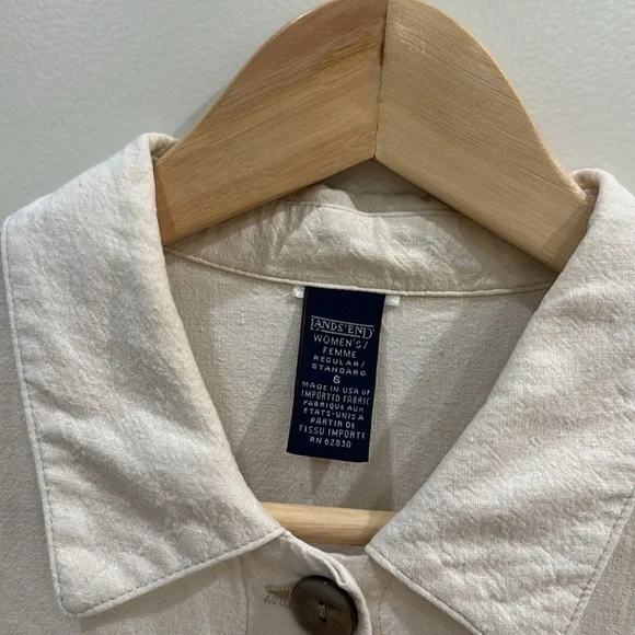 Vintage 90’s Linen/Cotton Chore Jacket from Land’s End in Bone, size 6 - Picture 4 of 6